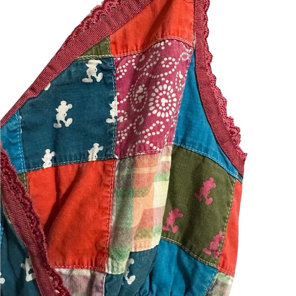 Y2K Disney Parks Patchwork Patch Hippie Style Top Medium M Shirt Blouse Boho - Picture 5 of 10